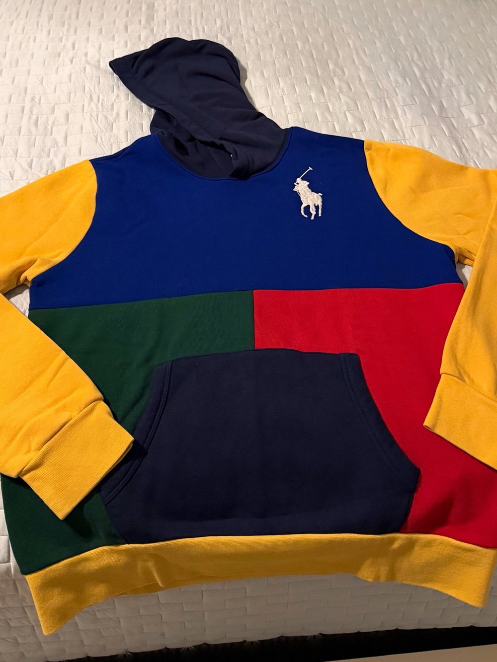 Polo by Ralph Lauren Colorblock Crewneck Hoodie - Navy/Yellow/Red/Green- Boys XL